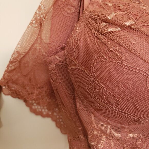 Rene Rofe Women’s Extreme Push-Up Lace Lingerie Bikini Set Brown Sz 36C NWT - Picture 6 of 11